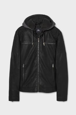 CLOCKHOUSE - Bikerjacke mit Kapuze - Lederimitat