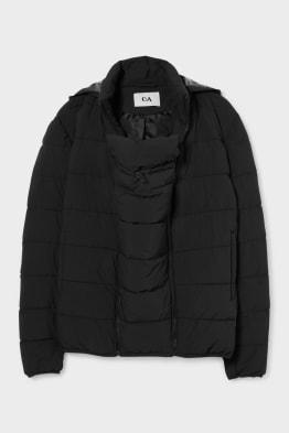 Giacca trapuntata premaman con cappuccio e marsupio - unisex