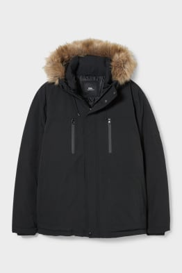 CLOCKHOUSE - jacket with hood and faux fur trim - recycled