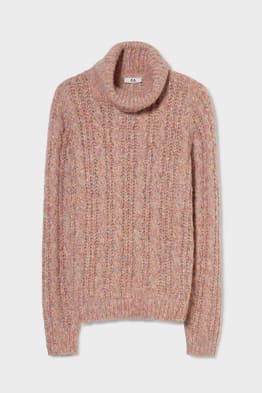 Pull à col roulé - motif tressé