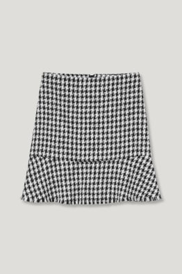 Spódnica z tkaniny bouclé - w kratkę