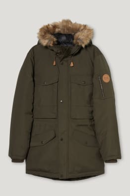 CLOCKHOUSE - parka with hood and faux fur trim - recycled