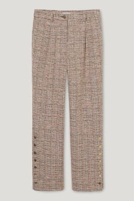 Pantaloni din bouclé - straight fit - aspect lucios