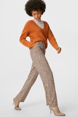 Bouclé-Hose - Straight Fit - Glanz-Effekt