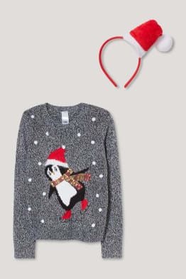 Set - maglione e cerchietto natalizi