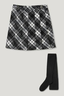 Set - flannel skirt and tights - 2 piece
