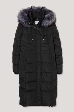 Cappotto trapuntato con riporto di ecopelliccia - da materiali riciclati