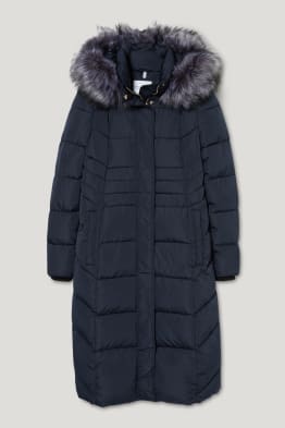 Manteau matelassé avec garniture en fausse fourrure - matière recyclée