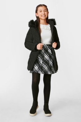 Set - flannel skirt and tights - 2 piece