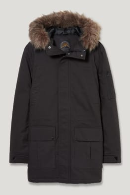 Parka mit Kapuze und Kunstfellbesatz - recycelt