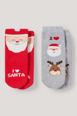 Multipack 2 ks - vánoční protiskluzové ponožky pro miminka