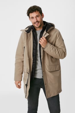 Technical parka with hood - recycled
