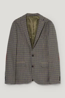 Marynarka modułowa z owczej wełny - slim fit - w kratę