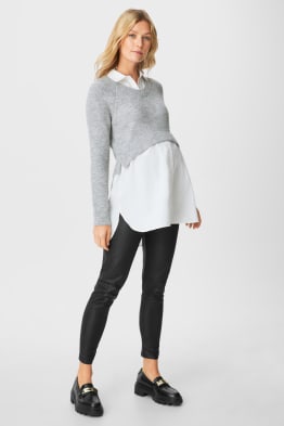 Umstands-Leggings - Lederimitat