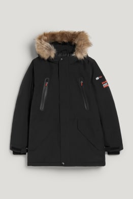 Funktions-Parka mit Kapuze und Kunstfellbesatz - recycelt
