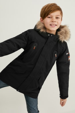 Funktions-Parka mit Kapuze und Kunstfellbesatz - recycelt