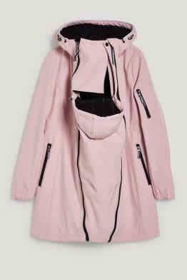 Giacca soft shell premaman con cappuccio e marsupio