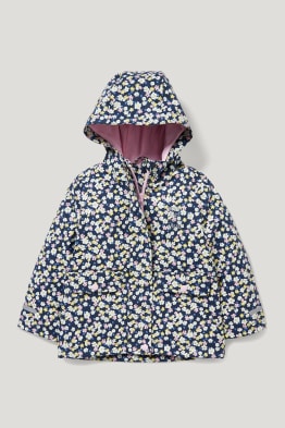 Nepromokavá bunda s kapucí - s květinovým vzorem