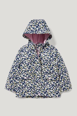 Giacca impermeabile con cappuccio - a fiori
