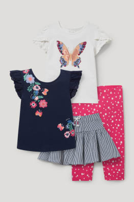 Set - 2 Kurzarmshirts, Rock und Leggings - 4 teilig