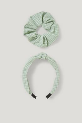 Set - Haarreif und Scrunchie - 2 teilig - kariert