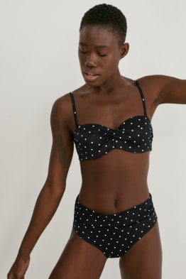 Bikini bottoms with turn-down waistband - polka dot