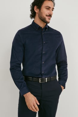 Cămașă din catifea reiată - slim fit - guler cu nasturi - Flex