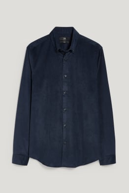 Cămașă din catifea reiată - slim fit - guler cu nasturi - Flex