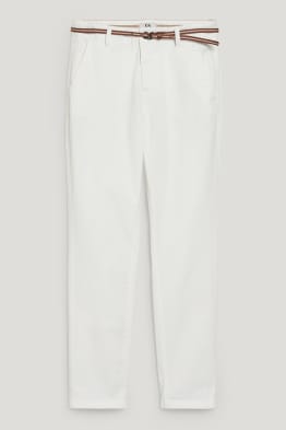 Stoffhose mit Gürtel - Tapered Fit
