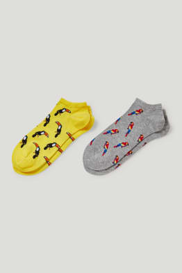 Lot de 2 - chaussettes de sport avec motif - Toucan et perroquet