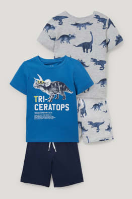 Dino - Set - 2 Kurzarmshirts und 2 Sweatshorts - 4 teilig