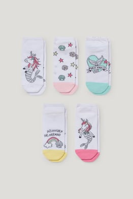Set van 5 paar - zeemeermin - sneakersokken met motief