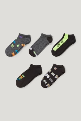 Multipack of 5 - gaming - trainer socks with motif