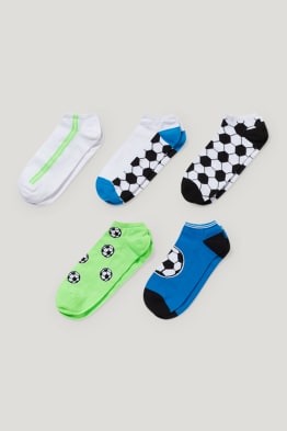 Multipack 5 ks - fotbal - ponožky do tenisek s motivem