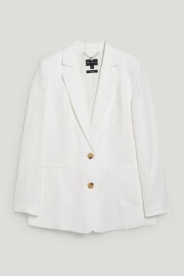 Linen business blazer with shoulder pads