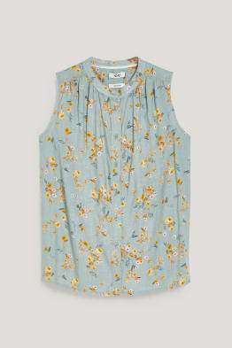 Blusa smanicata - misto lino - a fiori