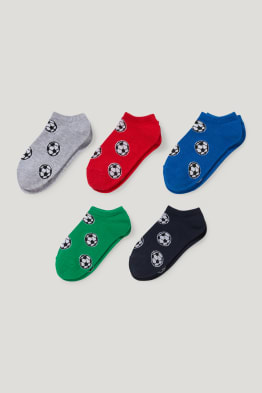 Multipack of 5 - football - trainer socks with motif