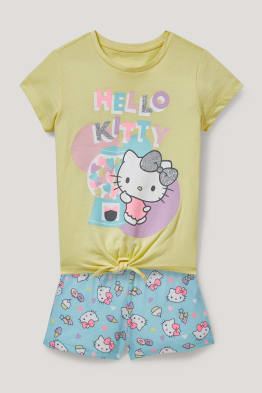 Hello Kitty - pigiama con pantaloncini corti - 2 pezzi - effetto brillante