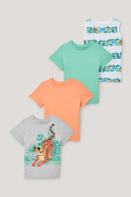Set - 3 short sleeve T-shirts and vest - organic cotton - recycled