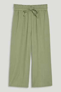 CLOCKHOUSE - kalhoty culotte - high waist - lněná směs