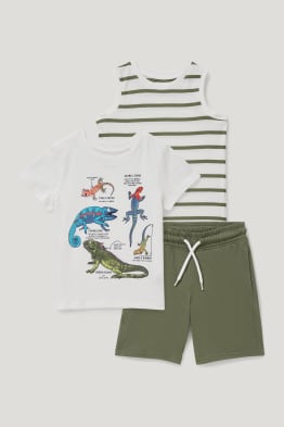 Set - t-shirt, top e shorts in felpa - 3 pezzi