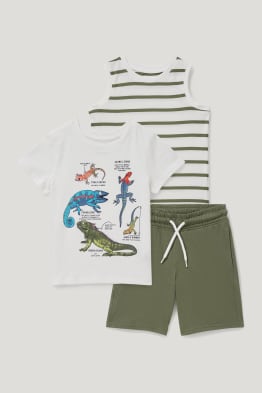 Set - Kurzarmshirt, Top und Sweatshorts - 3 teilig