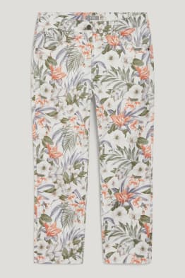Pantaloni - talie medie - slim fit - cu flori
