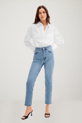 Made in UE - straight jeans - a vita alta - cotone biologico