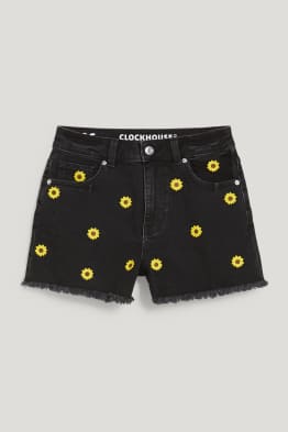 CLOCKHOUSE - Jeans-Shorts - High Waist - geblümt