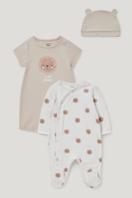 Souprava - 2 pyžama pro miminka a čepice - bio bavlna