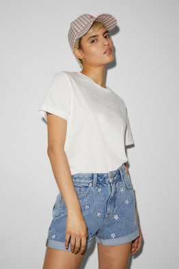 CLOCKHOUSE - Jeans-Shorts - High Waist - geblümt
