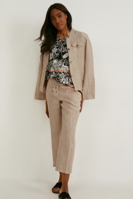 Leinenhose - Mid Waist - Tapered Fit