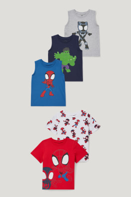 Multipack of 5 - Spider-Man - 3 tops and 2 short sleeve T-shirts