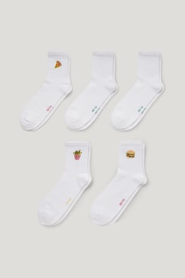 Multipack 5 ks - tenisové ponožky s motivem - fast food